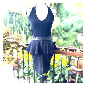 Bebe plunging front peplum dress